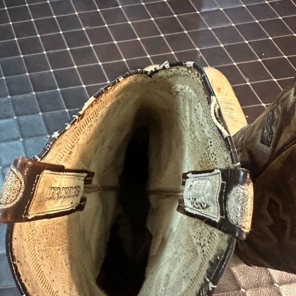 Vintage Mercedes Two-Tone Cowboy Boots – Distressed Leather Western Wear - Picture 7 of 9